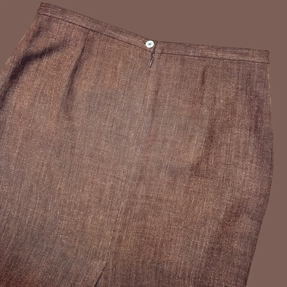 Vintage Dolce & Gabbana Brown Linen Blend Tweed Pencil Skirt IT Size 48